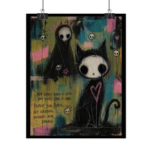 Load image into Gallery viewer, Rolled Poster — Goth Cat & Grim Reaper Art Print with Heart (Protect Your Peace)