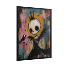 Load image into Gallery viewer, Gothic Crowned Skeleton Queen with Raven – Pastel Goth Fine Art Rolled Poster