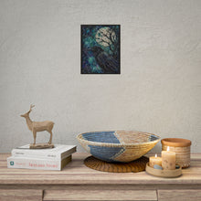 Load image into Gallery viewer, Mystical Gothic Raven & Moon Art Print – Stitched Intricate Night Crow Wall Decor
