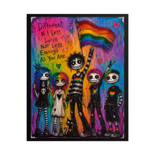 Load image into Gallery viewer, Gothic Emo Unity Art Print - "Different No Less. Love Not Less. Enough As You Are."
