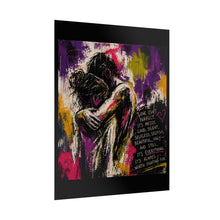 Load image into Gallery viewer, Romantic Embrace Art Poster — "Love Isn’t Perfect" Rolled Wall Art