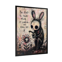 Load image into Gallery viewer, Rolled Poster - 'Be Kind to Your Mind' Dark Cute Bunny Mental Health Art Print
