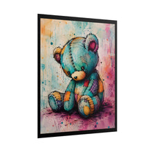 Load image into Gallery viewer, Cute Teddy Bear Wall Art - Whimsical Patchwork Stuffed Animal Canvas Poster