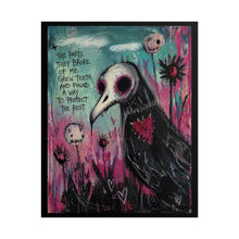 Load image into Gallery viewer, Dark Heart Plague Doctor Poster – Gothic Art Rolled Print with 'The Parts They Broke of Me' Quote