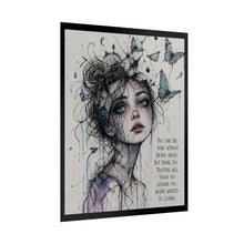 Load image into Gallery viewer, Sad Girl Butterfly Art Poster with Quote — Inspirational Rolled Poster