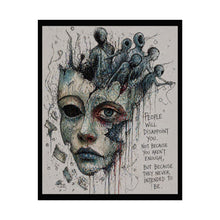 Load image into Gallery viewer, Rolled Poster — Surreal Mask Art with Quote “People Will Disappoint You”