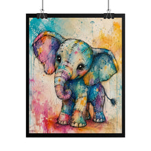 Load image into Gallery viewer, Vibrant Watercolor Elephant Canvas Print – Cute Pastel Goth Decor