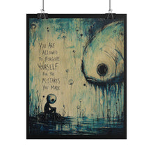 Load image into Gallery viewer, Forgive Yourself Inspirational Art Poster — Surreal Blue Wall Print