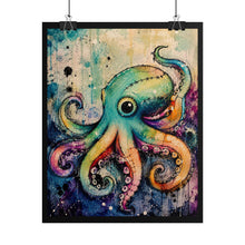 Load image into Gallery viewer, Creepy Cute Voodoo Octopus Poster – Gothic Patchwork Kraken Wall Art