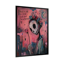 Load image into Gallery viewer, Rolled Poster — 'Being in Love Is Seeing Your Home in a Person' Surreal Floral Skull Art Print