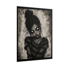 Load image into Gallery viewer, Rolled Poster — Gothic Girl Art Print with Glowing Eyes, Dark Emo Wall Decor