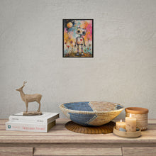 Load image into Gallery viewer, Cute Robot Art Poster – Whimsical Heart Robot in Colorful Floral Night