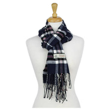 Load image into Gallery viewer, Plaid Cashmere Feel Scarf 12-pack Navy