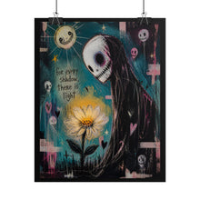 Load image into Gallery viewer, Rolled Poster — Gothic Cute Skull Art Print “For Every Shadow There Is Light”