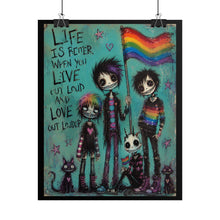 Load image into Gallery viewer, Whimsical Creepy Cute Spooky Friends with Rainbow Flag Canvas Poster - Alt Style Pride Decor