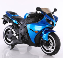Load image into Gallery viewer, TAMCO-T1 blue kids motorcycle ,12V wheels with light, hand drive , PU seat, electric motorcycle Children ride on motorcycle