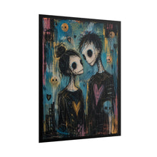 Load image into Gallery viewer, Gothic Skeleton Couple Art Poster – Spooky Cute Soulmates Wall Art