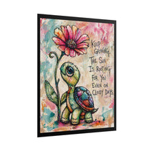 Load image into Gallery viewer, Rolled Poster — Cute Turtle Art Print with "Keep Growing" Inspirational Quote