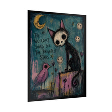 Load image into Gallery viewer, The Weirdest Souls See the Brightest Stars Rolled Poster — Gothic Whimsical Cat Fantasy Wall Art