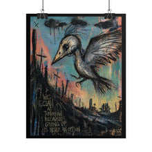 Load image into Gallery viewer, Rolled Poster — Gothic Raven Art Print with 'Giving Up Is Never An Option' Quote