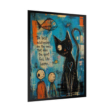 Load image into Gallery viewer, Rolled Poster - Whimsical Cat Art Print with Quote “The best relationships are the ones that make the quiet feel like home”