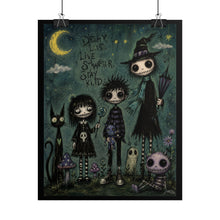Load image into Gallery viewer, Gothic Cute Friends Rolled Poster — “Dream Loud, Live Stranger, Stay Kid” Nightscape Art
