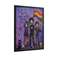 Load image into Gallery viewer, Creepy Cute Emo Friends Holding Rainbow Flag Poster - Alternative Identity Canvas Print