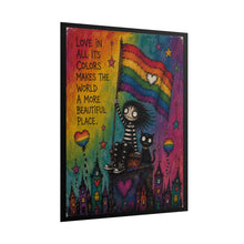 Load image into Gallery viewer, "Love In All Its Colors" Pride Art | Whimsical Character Rooftop Poster