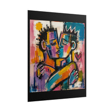 Load image into Gallery viewer, Cubist Queer Royalty Wall Art | Crowned Kissing Couple Pride Print