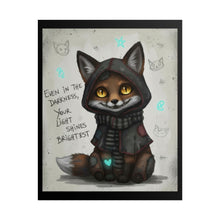 Load image into Gallery viewer, Cute Fox Poster — "Even in the Darkness, Your Light Shines Brightest" Rolled Art Print