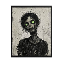 Load image into Gallery viewer, Horror Zombie Art Poster — Glowing Green-Eyed Undead Rolled Poster