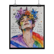 Load image into Gallery viewer, "Truth Is Your Power" Pride Art | Sketch Style Butterfly Crown Poster