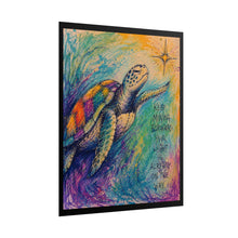 Load image into Gallery viewer, Colorful Sea Turtle Following A Star "Keep Moving Forward. Your Light Is Already On The Way" Canvas Poster