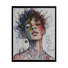 Load image into Gallery viewer, "Live Loud Love Proud" Art | Serene Closed Eyes Sketch Portrait Poster