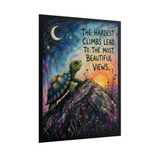 Load image into Gallery viewer, "Hardest Climbs Beautiful Views" Turtle Art Print - Inspirational Mountain Landscape Wall Decor