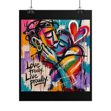 Load image into Gallery viewer, "Love Freely Live Proudly" Pride Wall Art | LGBTQ+ Romance Print