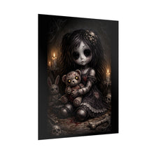 Load image into Gallery viewer, Creepy Gothic Doll Poster — Dark Horror Art Rolled Print