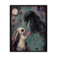 Load image into Gallery viewer, Poster — Cute Gothic Bunny & Crow Art Print with 'In Loving You...' Quote