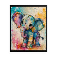 Load image into Gallery viewer, Vibrant Watercolor Elephant Canvas Print – Cute Pastel Goth Decor