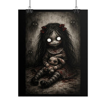 Load image into Gallery viewer, Creepy Girl with Bunny Rolled Poster — Dark Horror Wall Art