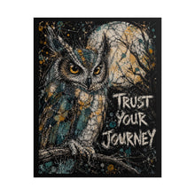 Load image into Gallery viewer, "Trust Your Journey" Gothic Owl Art Print – Dark Whimsy Moon & Forest Bird Wall Decor