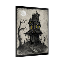 Load image into Gallery viewer, Haunted House Rolled Poster — Spooky Moonlit Halloween Wall Art