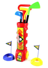 Load image into Gallery viewer, Deluxe Kid's Happy Golfer Toy Golf Set With 3 Golf Balls, 3 Types Of Clubs, & 2 Practice Holes