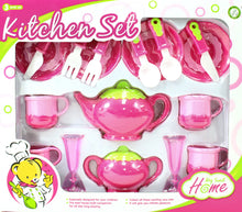 Load image into Gallery viewer, Deluxe Pink Tea Set For Kids With Tea Pots, Cups, Dishes And Kitchen Utensils (18 Pcs)