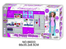 Load image into Gallery viewer, My Modern Kitchen Full Deluxe Kit Battery Operated Kitchen Playset With Toy Doll, Lights, And Sounds