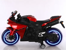 Load image into Gallery viewer, TAMCO-T1 red kids 12V motorcycle wheels with light, hand drive , PU seat, electric motorcycle Children ride on motorcycle