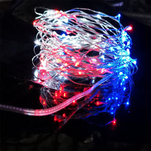 Load image into Gallery viewer, String Fairie light 35ft LED Red White Blue fairies string light copper-wire Dual power -USB or 2AA Battery  (minimum of 12)