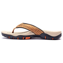 Load image into Gallery viewer, Mens Thong Sandals Indoor And Outdoor Beach Flip Flop Khaki/Orange (Size 10)