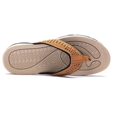 Load image into Gallery viewer, Mens Thong Sandals Indoor And Outdoor Beach Flip Flop Khaki/Orange (Size 8.5)