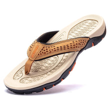 Load image into Gallery viewer, Mens Thong Sandals Indoor And Outdoor Beach Flip Flop Khaki/Orange (Size 7.5)